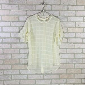 Soft Surroundings Cream Button Back Flutter Sleeve Top Size S